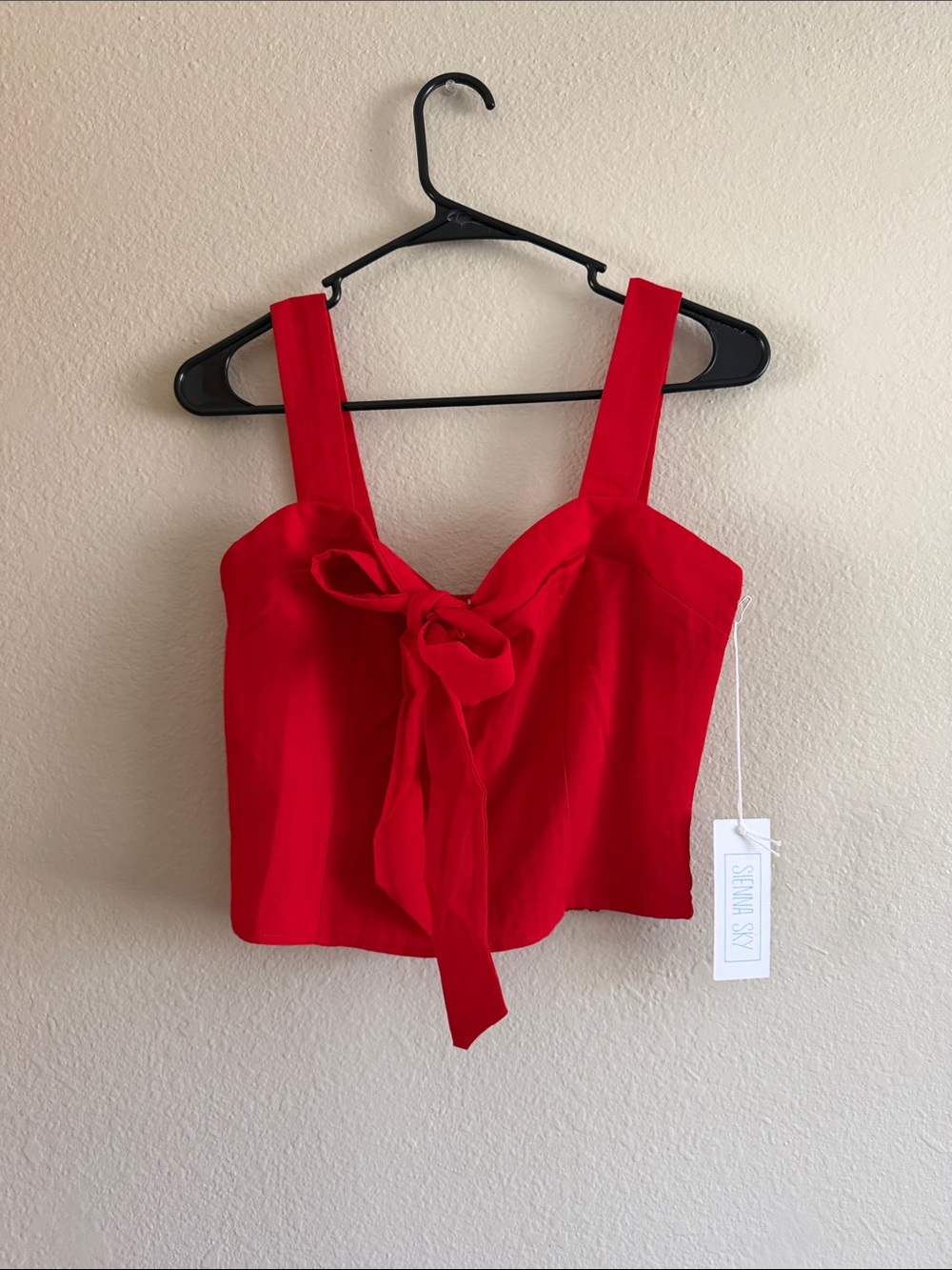 Sienna Sky Bright Red Tie-Front Crop Top